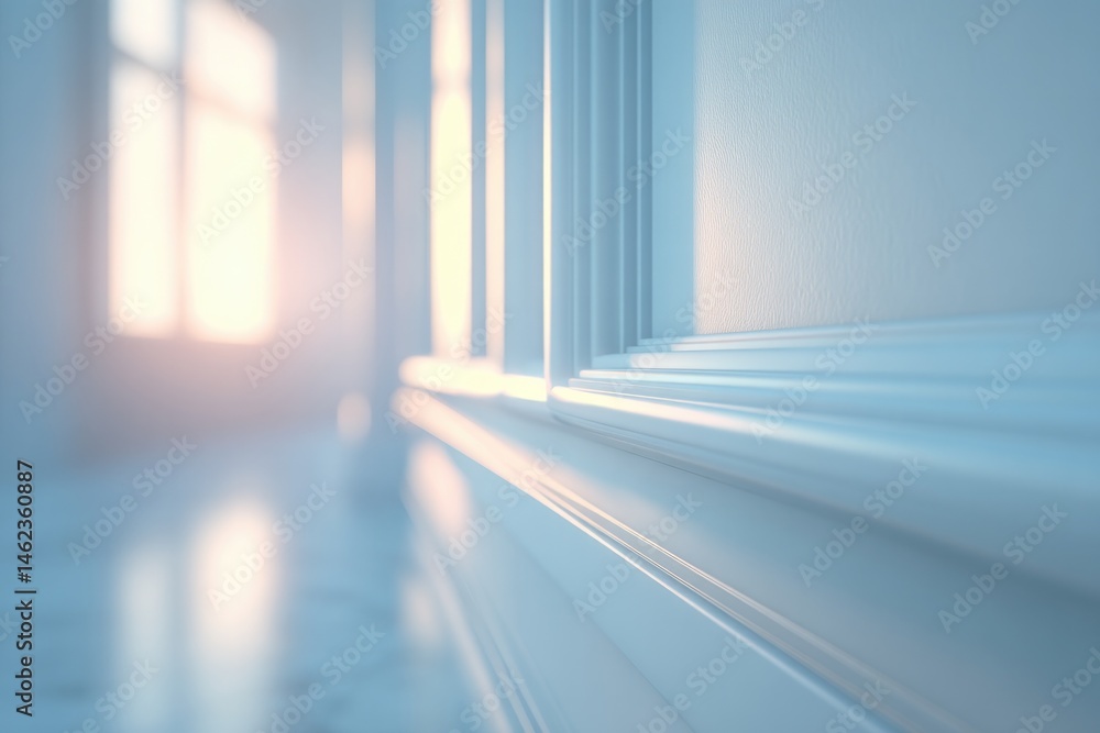 Poster minimalistic close-up of hallway detail with clean lines featuring ample copy space for text creatin