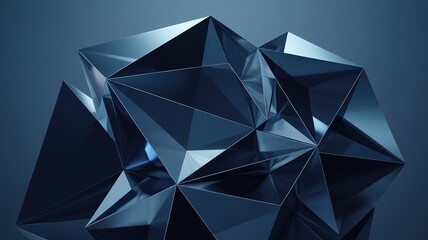 Fototapeta premium Deep Blue Geometric Abstract: Interlocking Facets of Polished Me