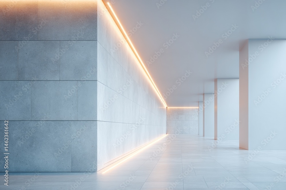 Poster minimalistic hallway with clean lines and neutral palette showcasing sleek modern architecture with 