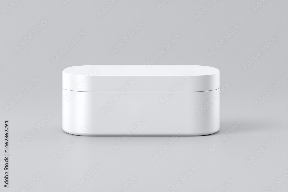 Poster minimalistic mockup of sleek tech gadget centered against monochrome background providing ample copy