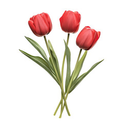 Obraz premium Bouquet of three red tulips