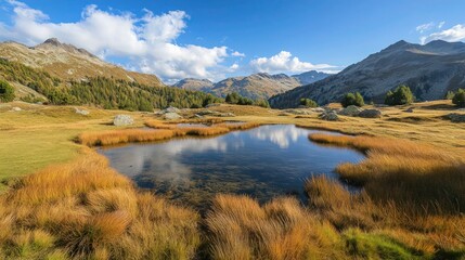 Obraz premium alpine landscape walking from Passo San Pellegrino to Fuciade refuge