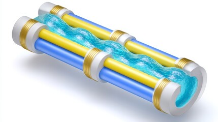 Fototapeta premium Geothermal-powered subway system cross-section diagram urban environment educational content technical viewpoint