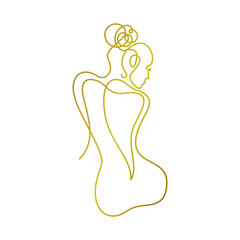 Elegant Gold Line Art Woman Silhouette Logo Design