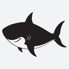 minimalist baby shark silhouette vector art illustration, shark vector illustration