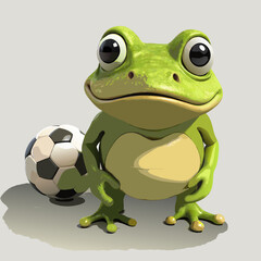 Obraz premium Cute Cartoon Frog with Soccer Ball Ready to Play