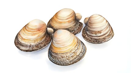 Four fresh clamshells, arranged in a cluster, against a pure white background.