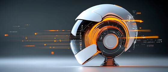 Obraz premium Futuristic helmet with glowing orange details