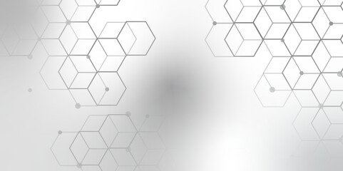 Hexagonal Molecular structure abstract tech network pattern. abstract geometric hexagon with connecting dots and lines. connecting Medical science, technology concept background Vector illustration.	