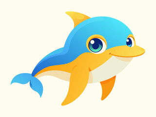 Fototapeta premium Adorable Cartoon Dolphin Illustration for Childrens Book