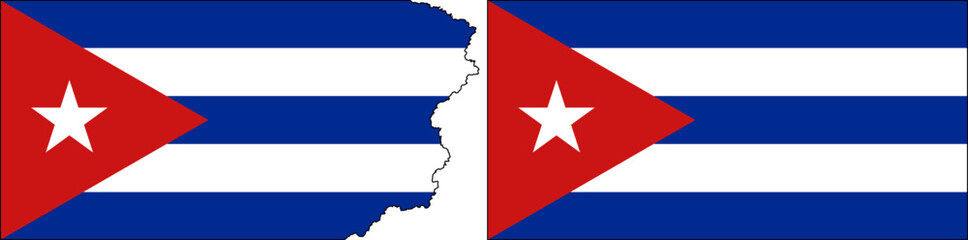 Cuba flags vector. Standard flag and with torn edges