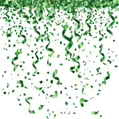 Green confetti falling