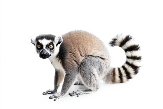 a lemur isolated on a white background, ultra-realistic, real photo