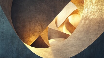 Abstract architectural design featuring interwoven forms.