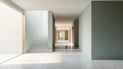 Obraz premium Modern hallway with light-filled, minimalist aesthetic