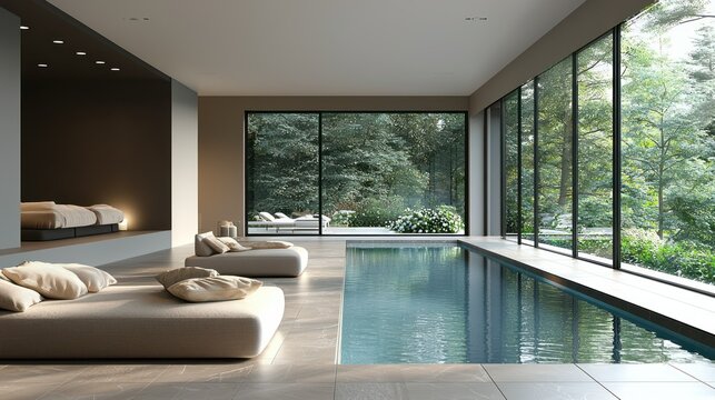 Luxurious indoor-outdoor pool area