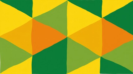 Fototapeta premium Abstract geometric pattern with large triangles in yellow orange and green symmetrical design