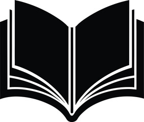 Open book silhouette, Open library book magic of reading, sparkle vector silhouette on a white background