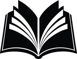 Open book silhouette, Open library book magic of reading, sparkle vector silhouette on a white background