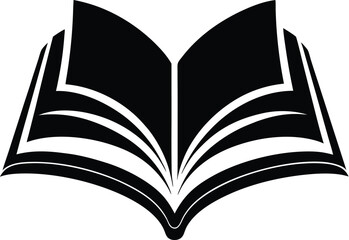 Open book silhouette, Open library book magic of reading, sparkle vector silhouette on a white background