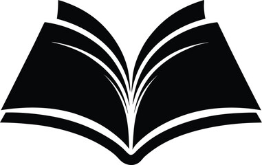 Open book silhouette, Open library book magic of reading, sparkle vector silhouette on a white background