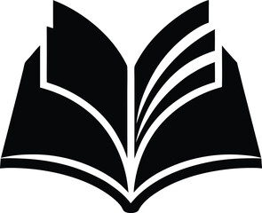 Open book silhouette, Open library book magic of reading, sparkle vector silhouette on a white background