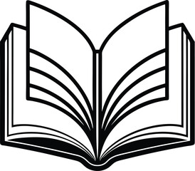 Open book silhouette, Open library book magic of reading, sparkle vector silhouette on a white background