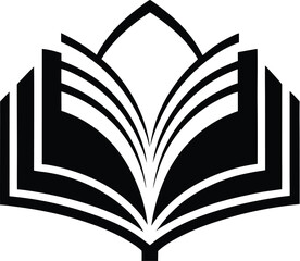 Open book silhouette, Open library book magic of reading, sparkle vector silhouette on a white background