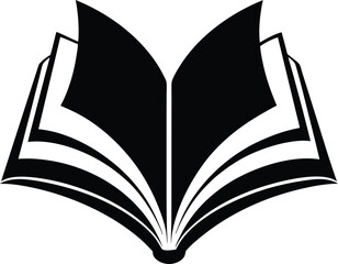 Open book silhouette, Open library book magic of reading, sparkle vector silhouette on a white background