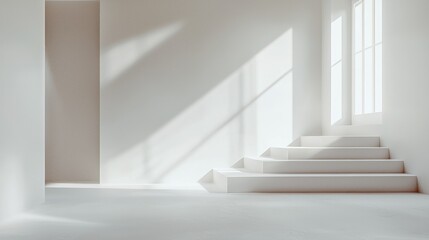 Fototapeta premium Minimalist white room with sunlight