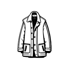 Stylized vector illustration of a classic overcoat with detailed linework