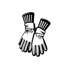 Stylized Hand Protection: Black and White Graphic of Protective Gloves