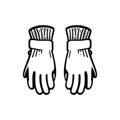 Stylized pair of vintage gloves artwork in monochrome minimalist design