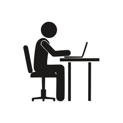 Person Working on Laptop in Minimalist Style"