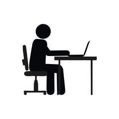 Person Working on Laptop in Minimalist Style"