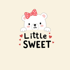 Cute White Bear with Pink Bow 