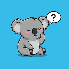 Cute Koala Thinking with Question Mark Speech Bubble