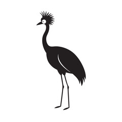 Crowned Crane Standing Tall With Feathers Fluffed
