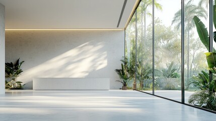 Modern minimalist interior with expansive views