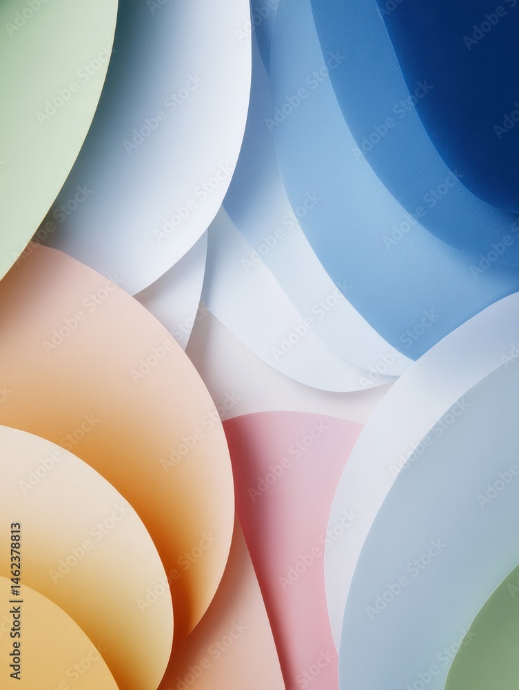 Poster abstract composition of colorful layered paper shapes creating a dynamic visual texture