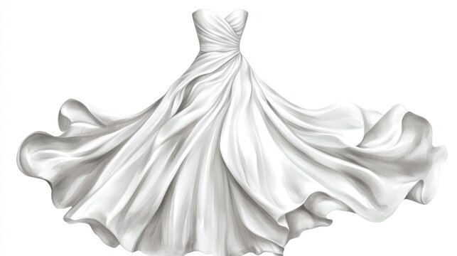Elegant strapless wedding gown with flowing fabric