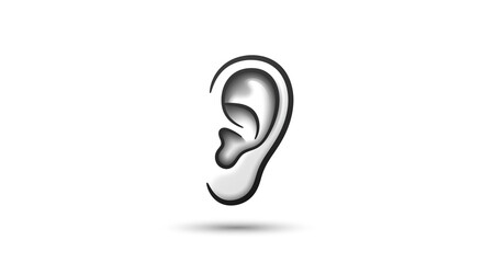 Fototapeta premium Black and White Line Drawing of a Human Ear with Shaded Depth