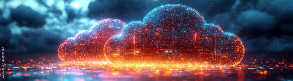 Aufkleber a data center houses an elaborate cloud computing setup, replete with detailed illustrations of serv