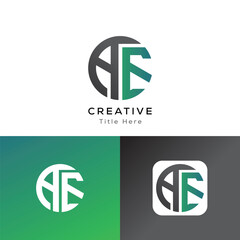 AE modern initial letters logo template inspirations-illustration. AE modern initial circle logo. AE circle logo Vector design
