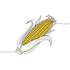 Corn on the cob in outline with yellow kernels representing harvest  