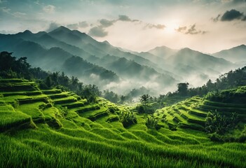 Fototapeta premium Terraced Rice Fields Landscape