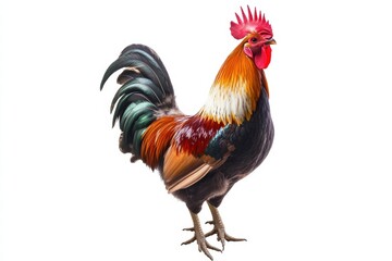 Fototapeta premium a rooster isolated on a white background, ultra-realistic, real photo 