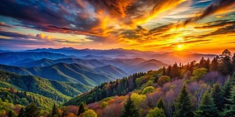 Smoky Mountains Sunset: Breathtaking Appalachian Vista at Golden Hour