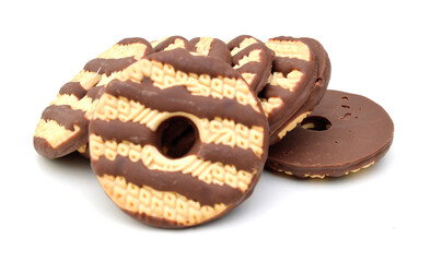 Chocolate cookie isolated on white background