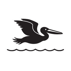 Pelican Flying Over Water With Open Bill